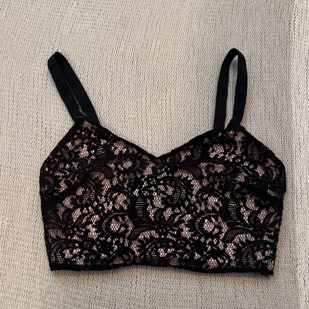 Express Black Lace Strappy Back Bralette Crop Top XS
